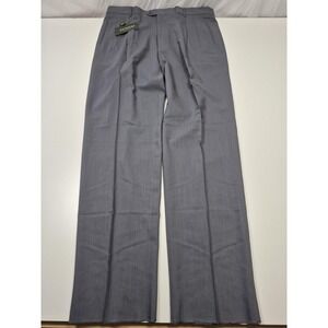 VTG Zanieri Dress Pants Mens 42x37 Gray Wool Pleated Straight Unhemmed Italy NWT